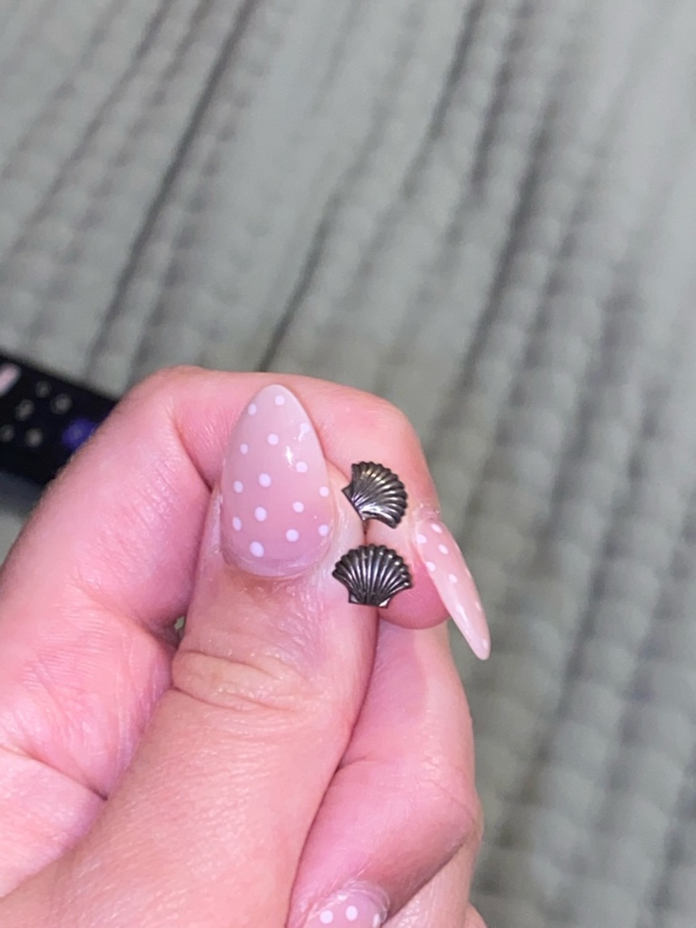 Authentic Sterling Silver Shell Fan Stud Earrings